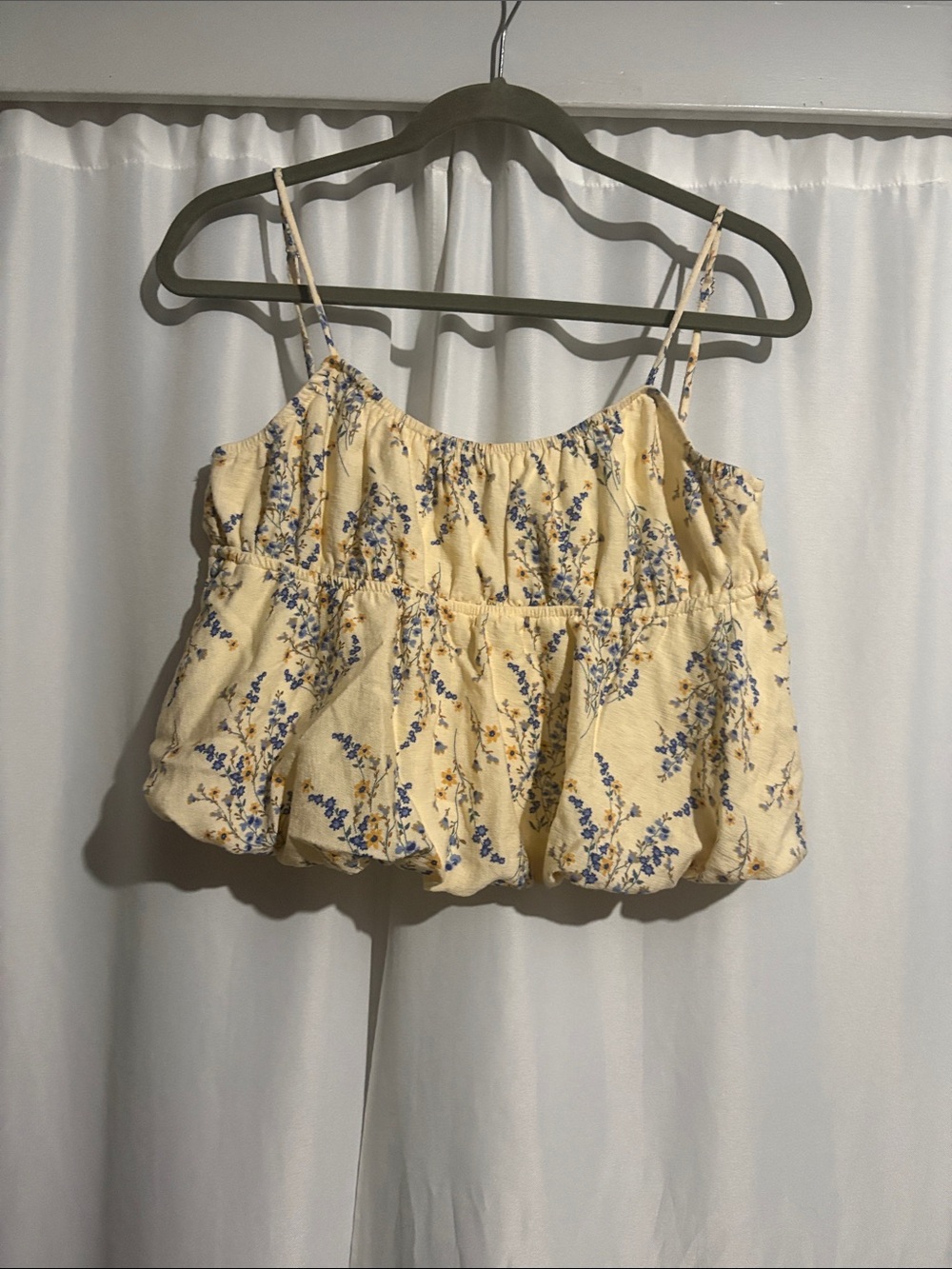 RSQ Yellow Floral Spaghetti Strap Peplum Camisole